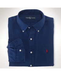 Polo Ralph Lauren | Blue Classicfit Washed Linen Military Shirt for Men | Lyst
