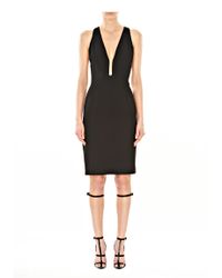 Alexander Wang | Black Slim Fitted Fishline Vneck Dress | Lyst