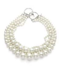 Lafayette 148 New York | White Faux Pearl Four Strand Convertible Necklace | Lyst
