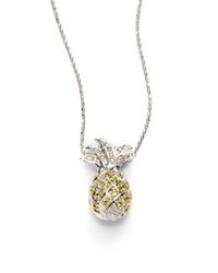 Sydney Evan | Metallic Diamond Sapphire Pineapple Pendant Necklace | Lyst