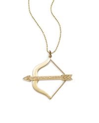 Sydney Evan | Metallic Diamond Medium Bow Arrow Pendant Necklaceyellow Gold | Lyst
