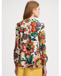 Tory Burch | Yellow Dalton Silk Blouse | Lyst