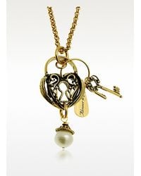 Alcozer & J - Metallic Heart Key Long Necklace - Lyst