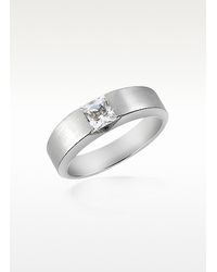 Manuel Zed - Metallic Extra Collection Central Cubic Zirconia Stainless Steel Band Ring - Lyst