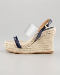muller bettye wedge sandal espadrille strap vinyl clear natural