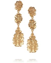 Oscar de la Renta | Metallic Goldplated Crystal Earrings | Lyst