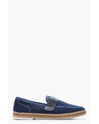 navy antara loafers hudson penny canvas leather sold lyst