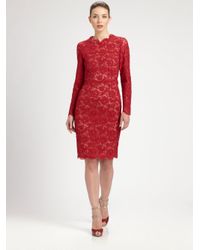 long sleeve red lace gown