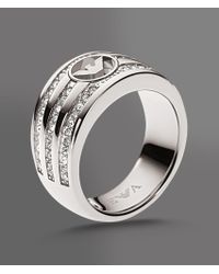 Emporio Armani | Metallic Ring in Steel and Crystals | Lyst