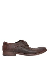 Shoto | Brown Peccary Distressed Leather Lace-up Shoes for Men | Lyst
