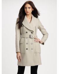 Burberry Brit | Natural Wool-blend Belted Coat | Lyst