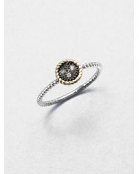 Jude Frances | Metallic Grey Diamond Accented 14k Gold Sterling Silver Round Ring | Lyst