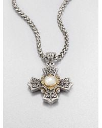 Konstantino | Metallic Motherofpearl Pearl Sterling Silver and 18k Yellow Gold Cross Necklace | Lyst