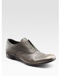 Prada | Gray Laceless Oxfords for Men | Lyst