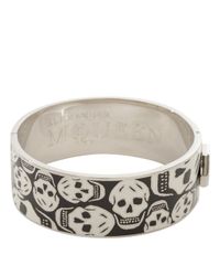 Alexander McQueen | White Enamel Skull Clasp Bangle | Lyst