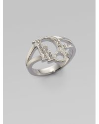 Dior | Metallic Crystal Logo Strass Ringsilver | Lyst