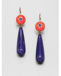 Elizabeth and James | Multicolor Lapis Blue Sapphire and White Topaz Drop Earrings | Lyst