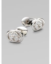 Gucci | Metallic 'silver Britt' Cuff Links for Men | Lyst