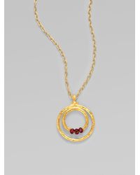 Gurhan | Metallic 24k Gold Ruby Double Hoop Pendant Necklace | Lyst