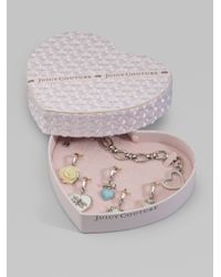 Juicy Couture | Metallic Heart Gift Box Charm Bracelet | Lyst
