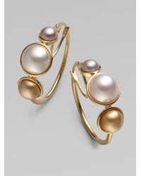 Majorica | Metallic 6Mm, 8Mm & 10Mm Mabe Pearl Hoop Earrings/1 | Lyst
