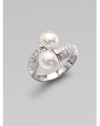 Majorica | Metallic 8mm Round White Pearl Sterling Silver Ring | Lyst