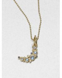 Temple St. Clair | Metallic Royal Blue Moonstone, Diamond, Sapphire & 18k Yellow Gold Small Crescent Moon Pendant | Lyst