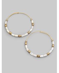 ALEX AND ANI | White Mother-of-pearl Bead Hoop Earrings2 | Lyst