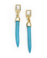 Kara Ross | Blue Jasper Turquoise Stick Drop Earrings | Lyst