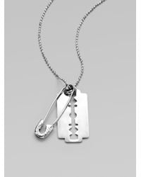 McQ | Metallic Razor Blade Pendant Necklace | Lyst