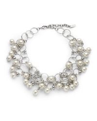 Boutique Moschino | Metallic Faux Pearl Hammered Circle Bib Necklace | Lyst