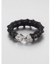Scott Kay | Black Spike Leather Bracelet for Men | Lyst