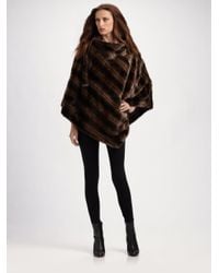 Sherry Cassin | Brown Faux Mink Sophie Poncho | Lyst