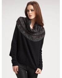 Theory | Black Wool/cashmere Cowlneck Sweater | Lyst