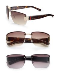 Gucci | Black Rimless Rectangle Sunglasses for Men | Lyst