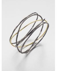 Ippolita | Metallic 18k Gold Blackened Sterling Silver Cuff Bracelet for Men | Lyst