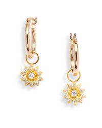 KC Designs | Metallic Diamond Flower Charm Hoop Earrings | Lyst