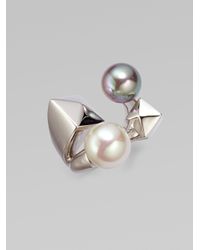 Majorica | Multicolor 10mm-12mm Bicolor Round Pearl & Sterling Silver Cube Wrap Ring | Lyst