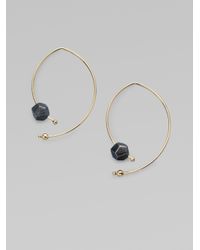 Mizuki | Metallic Oxidized Sterling Silver Ball 14k Gold Marquis Ear Wire Earring | Lyst