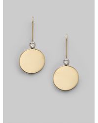 Roberto Coin | Diamond & 18k Yellow Gold Round Disc Earrings | Lyst