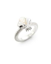 Slane | Metallic Mother Of Pearl Diamond Bee Free Ring | Lyst