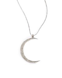 Sydney Evan | Metallic Diamond 14k White Gold Crescent Moon Necklace | Lyst