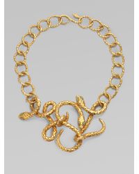 Saint Laurent | Metallic Jadeaccented Snake Necklace | Lyst