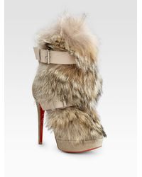 Christian louboutin Toundra Coyote-fur Trimmed Suede Ankle Boots ...  