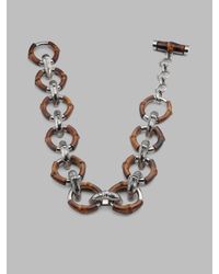 Gucci | Brown Sterling Silver Bamboo Link Necklace | Lyst