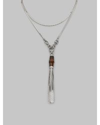 Gucci | Metallic Bamboo & Sterling Silver Long Tassel Necklace | Lyst
