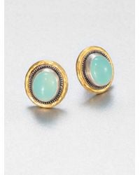 Gurhan | Blue Aqua Chalcedony Sterling Silver 24k Yellow Gold Earrings | Lyst
