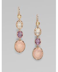 Lyst Ippolita 18k Gold Sterling Silver Semi Precious Multi Stone Women S Pink 18k Gold Sterling Silver Semi Precious Multi Stone Drop Earrings