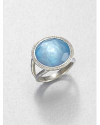 Ippolita | Stella Swiss Blue Topaz, Mother-of-pearl, Diamond & Sterling Silver Medium Doublet Cocktail Ring | Lyst