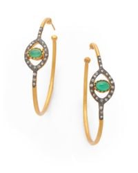Kevia | Metallic Green Onyx Hoop Earrings | Lyst